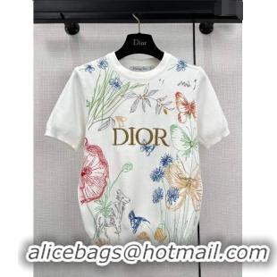 Reasonable Price Dior Knit T-shirt D11035 White 2024