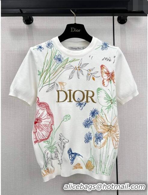 Reasonable Price Dior Knit T-shirt D11035 White 2024