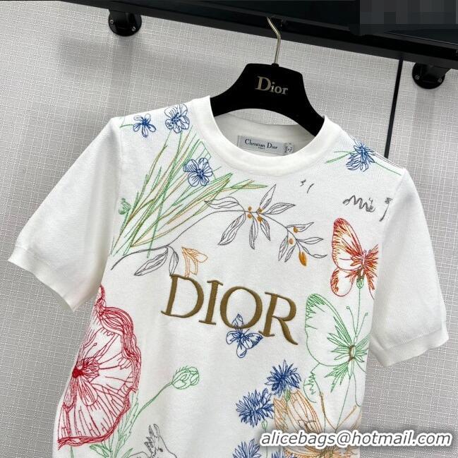 Reasonable Price Dior Knit T-shirt D11035 White 2024