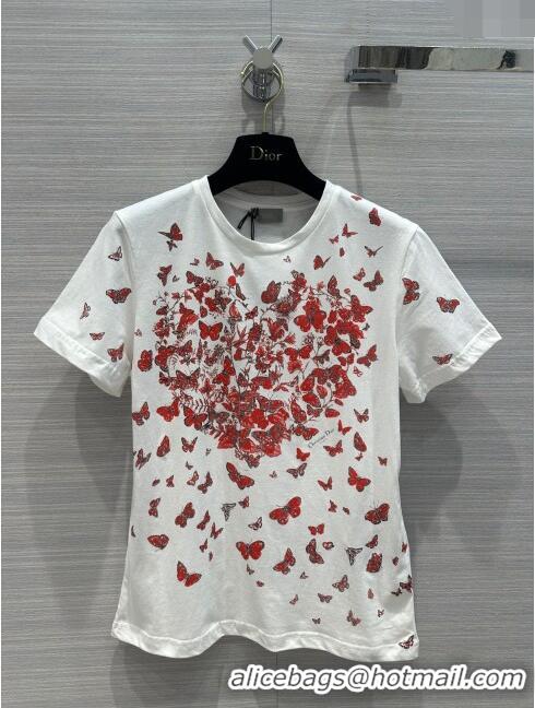 ​Affordable Price Dior Butterfly T-shirt D11205 White 2024