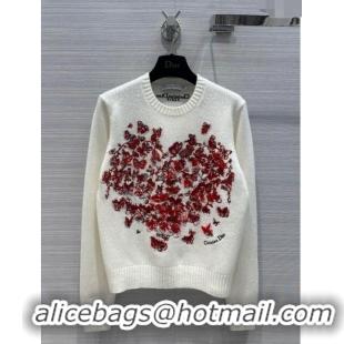 Top Design Dior Cashmere Sweater D12208 White/Red 2024