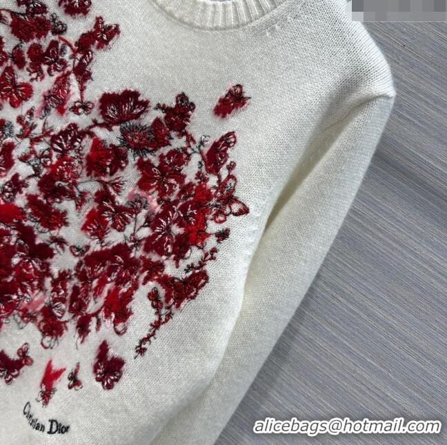 Top Design Dior Cashmere Sweater D12208 White/Red 2024