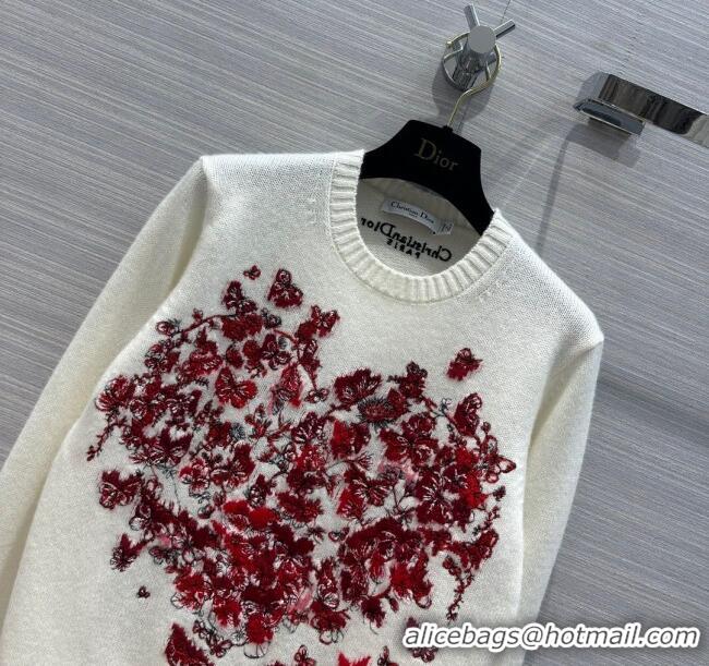 Top Design Dior Cashmere Sweater D12208 White/Red 2024