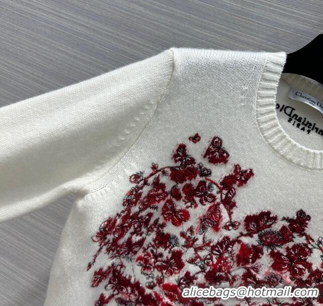 Top Design Dior Cashmere Sweater D12208 White/Red 2024