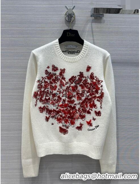 Top Design Dior Cashmere Sweater D12208 White/Red 2024