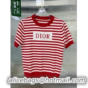 ​Well Crafted Dior Short-sleeved Wool Sweater D022614 Red 2024