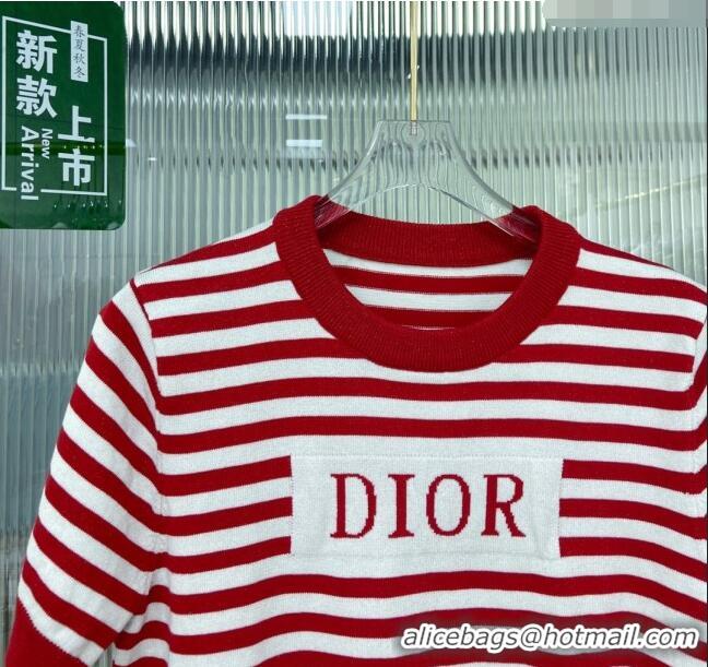 ​Well Crafted Dior Short-sleeved Wool Sweater D022614 Red 2024