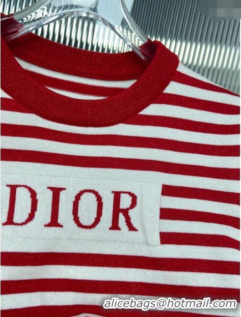 ​Well Crafted Dior Short-sleeved Wool Sweater D022614 Red 2024