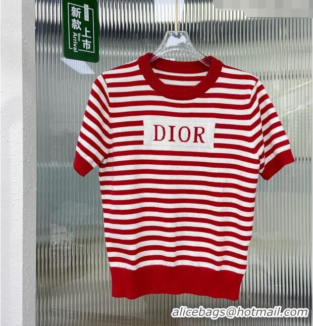 ​Well Crafted Dior Short-sleeved Wool Sweater D022614 Red 2024