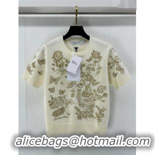 Promotional Dior Cashmere Short-sleeved Sweater D022617 Beige 2024