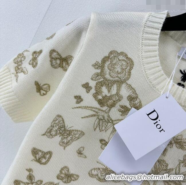 Promotional Dior Cashmere Short-sleeved Sweater D022617 Beige 2024