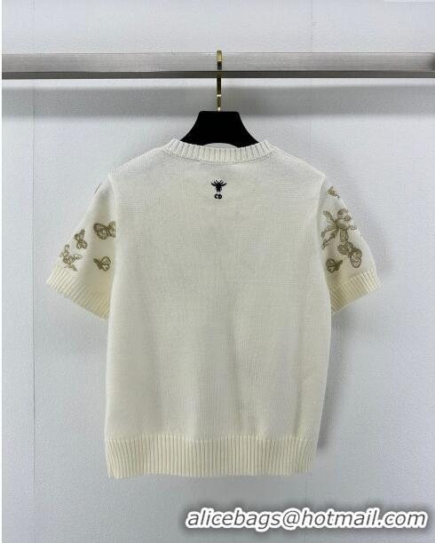 Promotional Dior Cashmere Short-sleeved Sweater D022617 Beige 2024