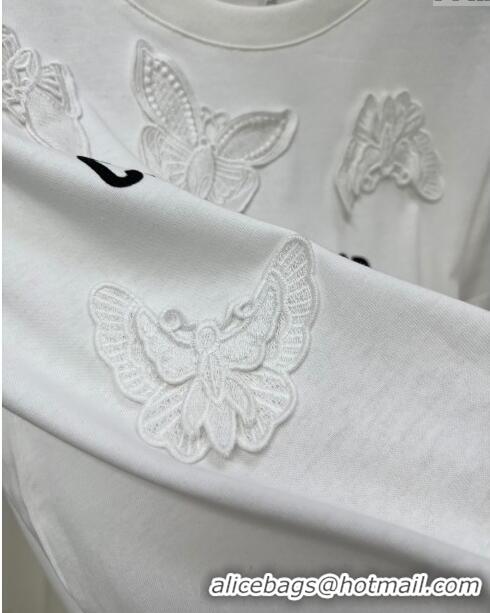 Perfect Luxurious Dior Butterfly Cotton T-shirt D022616 White 2024