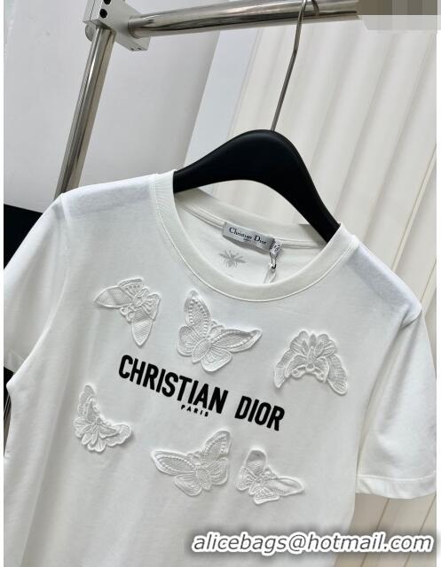 Perfect Luxurious Dior Butterfly Cotton T-shirt D022616 White 2024