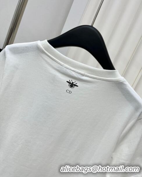 Perfect Luxurious Dior Butterfly Cotton T-shirt D022616 White 2024