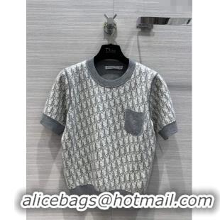 Super Quality Dior Wool Short-sleeved Sweater D022618 Grey 2024