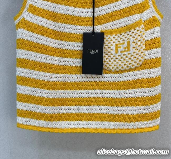 ​Luxury Discount Fendi Knit Vest F022624 Yellow 2024