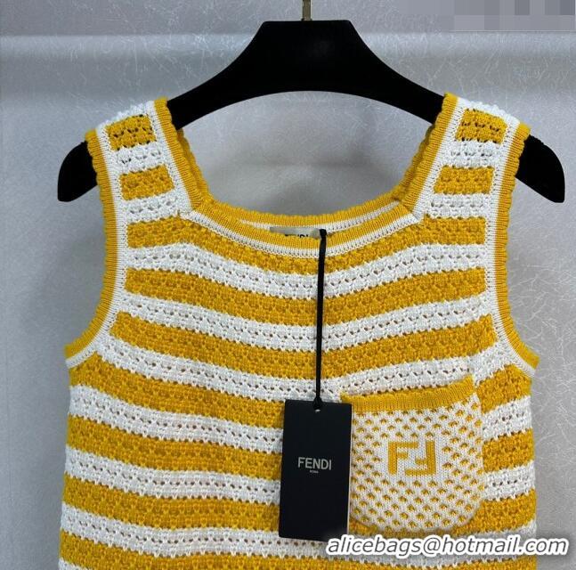 ​Luxury Discount Fendi Knit Vest F022624 Yellow 2024