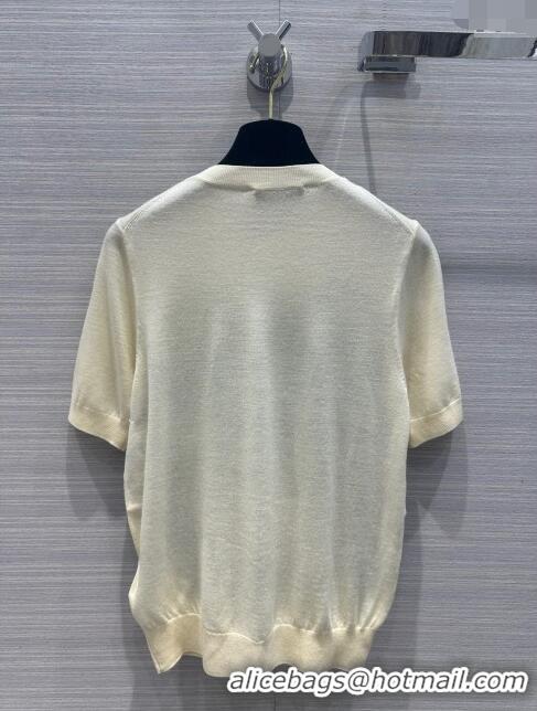 Buy Discount Dior Wool Short-sleeved Sweater D022724 Beige/Blue 2024