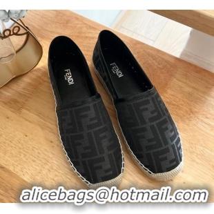 Shop Duplicate Fendi FF Canvas Espadrilles Flat Grey/Black 126160