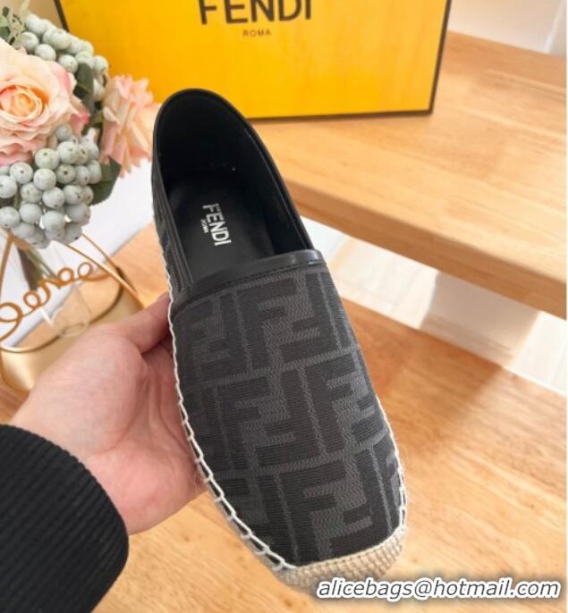 Shop Duplicate Fendi FF Canvas Espadrilles Flat Grey/Black 126160