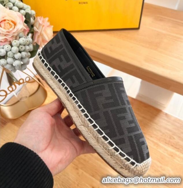 Shop Duplicate Fendi FF Canvas Espadrilles Flat Grey/Black 126160