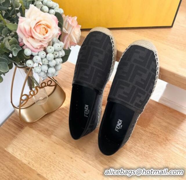 Shop Duplicate Fendi FF Canvas Espadrilles Flat Grey/Black 126160