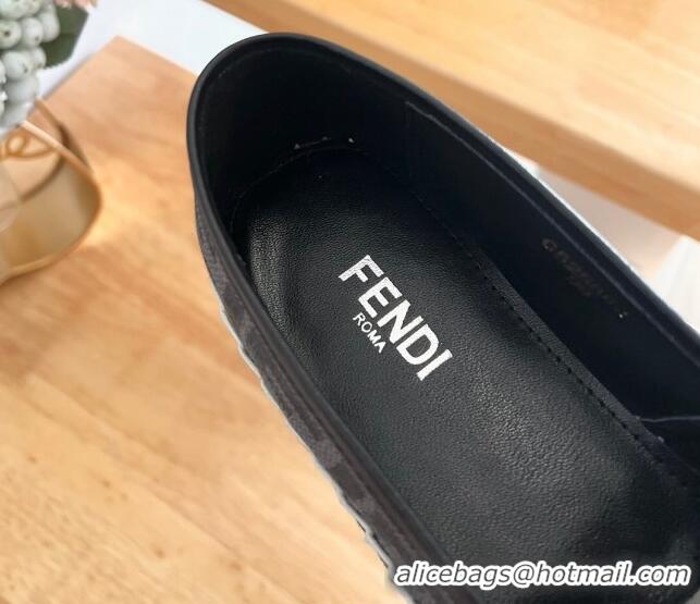 Shop Duplicate Fendi FF Canvas Espadrilles Flat Grey/Black 126160