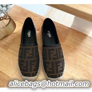 Popular Style Fendi FF Canvas Espadrilles Flat Brown/Black 0126161