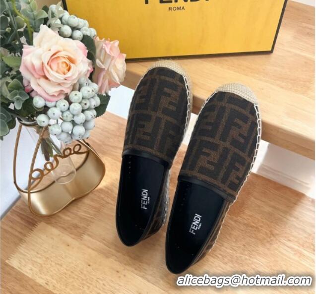 Popular Style Fendi FF Canvas Espadrilles Flat Brown/Black 0126161