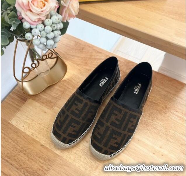 Popular Style Fendi FF Canvas Espadrilles Flat Brown/Black 0126161