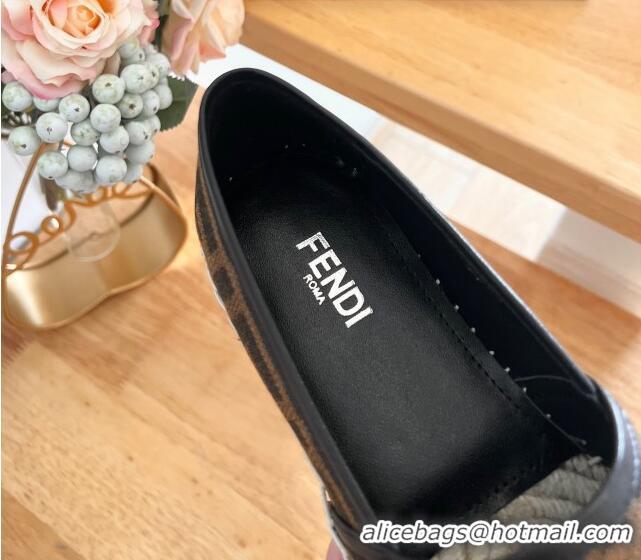 Popular Style Fendi FF Canvas Espadrilles Flat Brown/Black 0126161