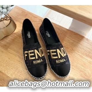 Pretty Style Fendi FF Mesh Espadrilles Flat Brown/Black 126162