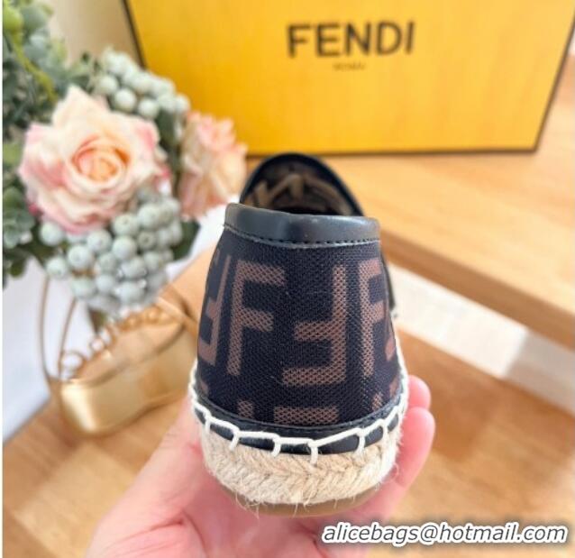 Pretty Style Fendi FF Mesh Espadrilles Flat Brown/Black 126162