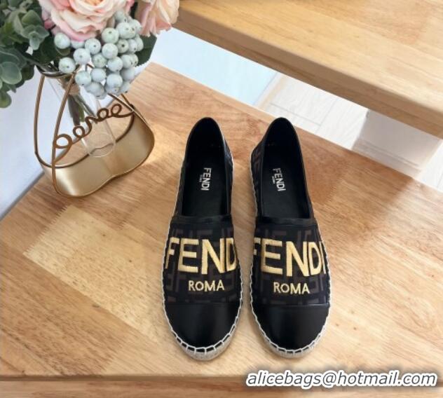 Pretty Style Fendi FF Mesh Espadrilles Flat Brown/Black 126162