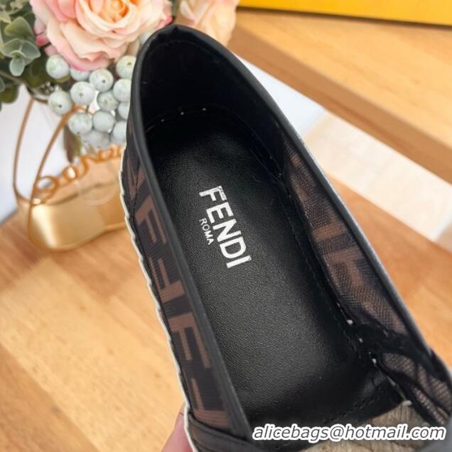 Pretty Style Fendi FF Mesh Espadrilles Flat Brown/Black 126162