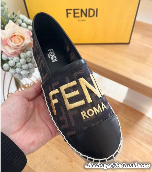 Pretty Style Fendi FF Mesh Espadrilles Flat Brown/Black 126162