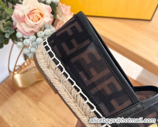 Pretty Style Fendi FF Mesh Espadrilles Flat Brown/Black 126162