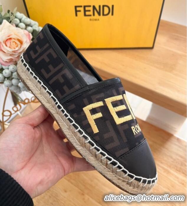 Pretty Style Fendi FF Mesh Espadrilles Flat Brown/Black 126162