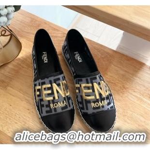 Perfect Fendi FF Mesh Espadrilles Flat Grey/Black 126163