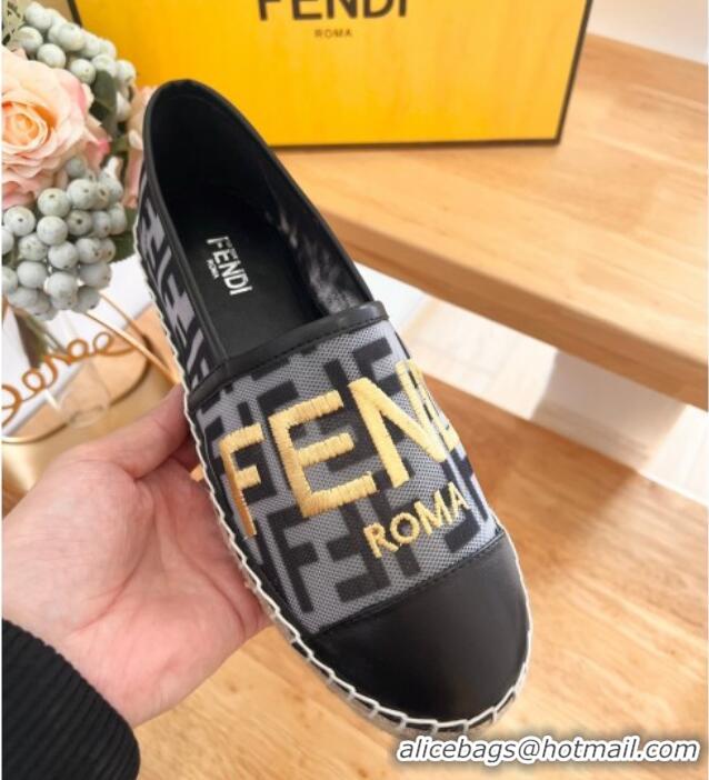 Perfect Fendi FF Mesh Espadrilles Flat Grey/Black 126163