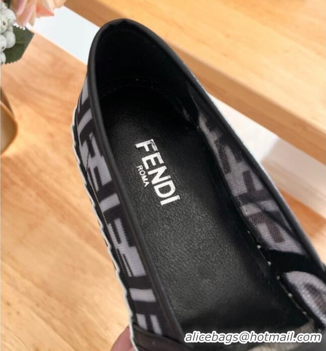 Perfect Fendi FF Mesh Espadrilles Flat Grey/Black 126163