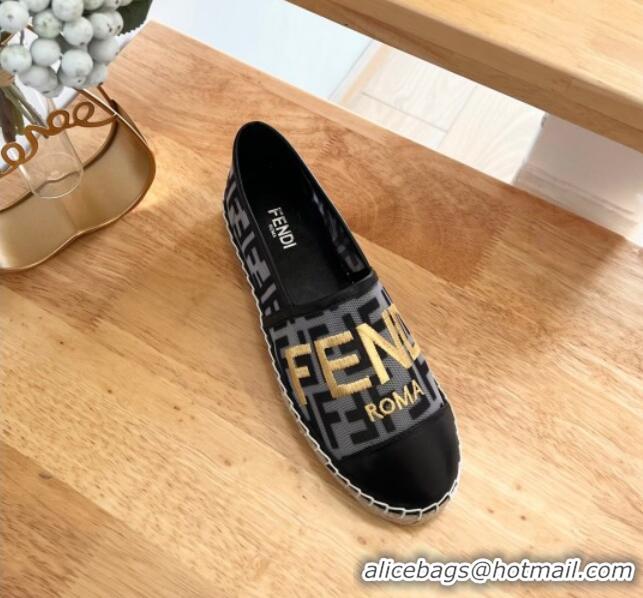 Perfect Fendi FF Mesh Espadrilles Flat Grey/Black 126163