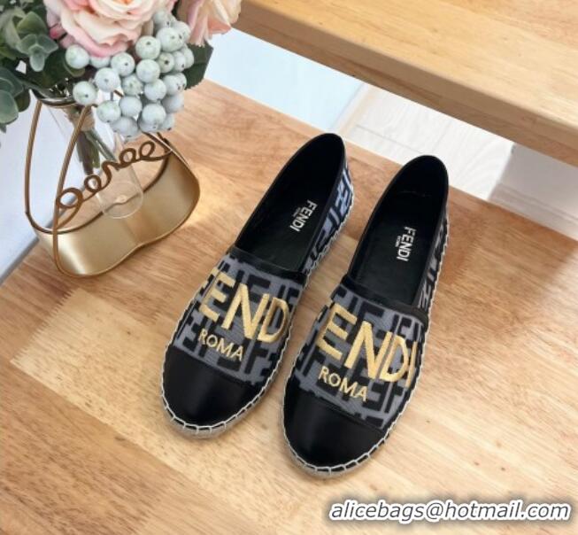 Perfect Fendi FF Mesh Espadrilles Flat Grey/Black 126163