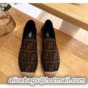 Grade Quality Fendi Espadrilles Flat in FF Canvas and Leather Brown/Black 0126164