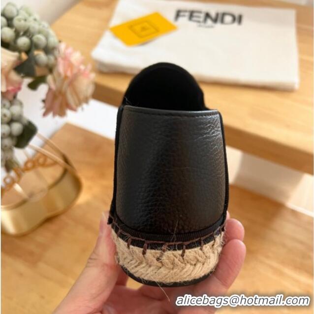 Grade Quality Fendi Espadrilles Flat in FF Canvas and Leather Brown/Black 0126164