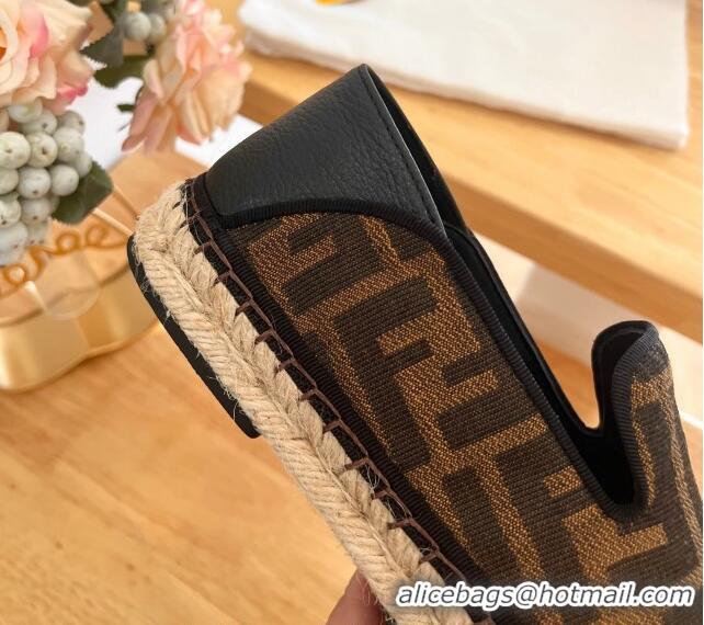 Grade Quality Fendi Espadrilles Flat in FF Canvas and Leather Brown/Black 0126164