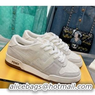 Best Grade Fendi Match Low Top Sneakers in Canvas and Suede White 0129001