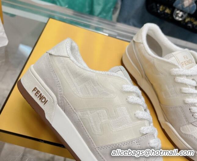 Best Grade Fendi Match Low Top Sneakers in Canvas and Suede White 0129001