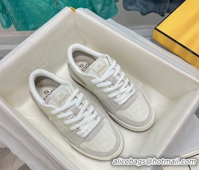 Best Grade Fendi Match Low Top Sneakers in Canvas and Suede White 0129001